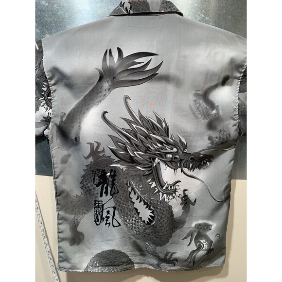 Ringo Sport No Contest Microfiber M Gray Graphic Asian Dragon Camp Y2K Retro - Picture 14 of 16